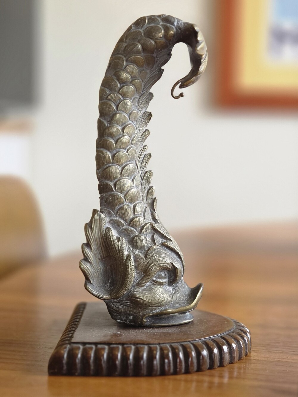 RARE 19th Century Cast Brass Koi Fish Door Stopper or Book End Decor